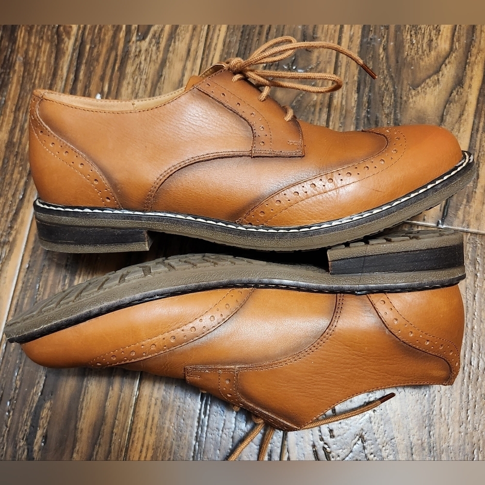 Easy Spirit Jonah Tan Leather Women's Oxford Loafers Sz 9W NWOB
